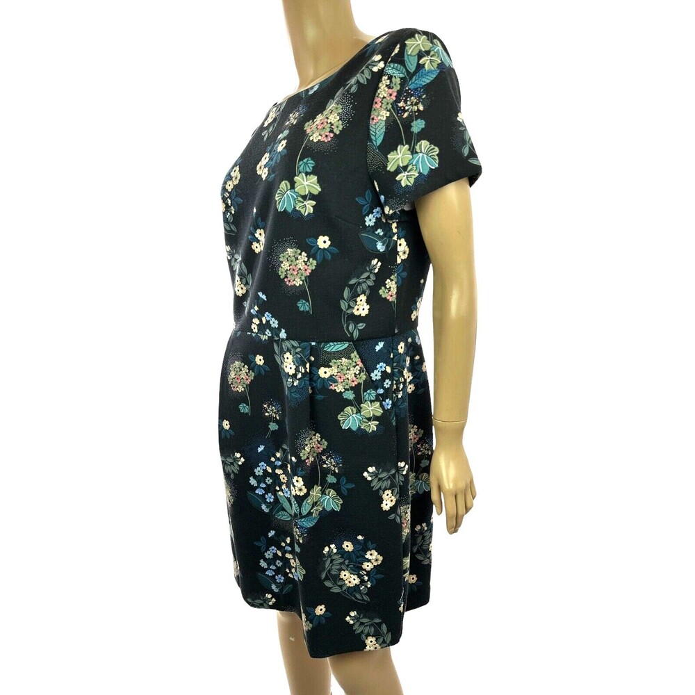 Loft Sz 8 Dress Black w Pink,Beige,Blue Floral Short Sleeve Polyester & Spandex - Picture 4 of 5